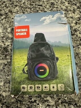 New In Box/Unused Portable Bluetooth Backpack Speaker - Black Camo Print